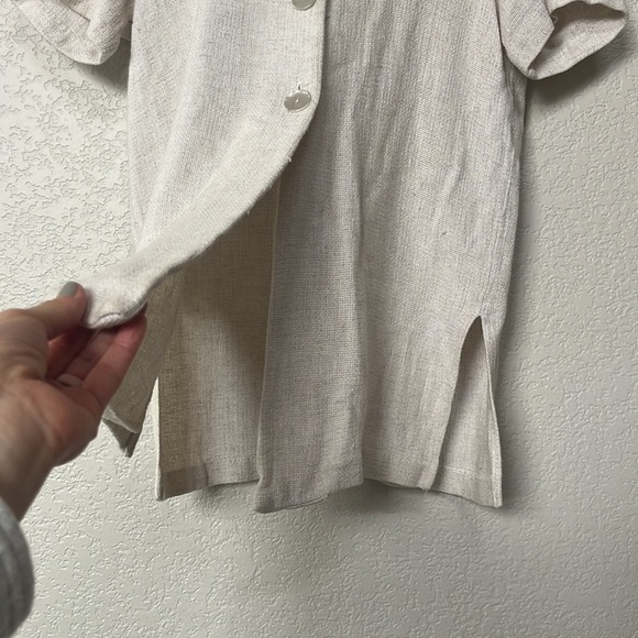 Vintage Fine Line Blouse Knit Button Down Cream Tan Size Small - Picture 6 of 11